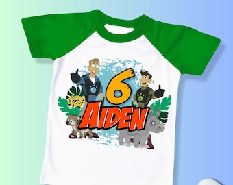 Wild Friends Birthday TShirt, Kratts theme Party,Wild Personalized shirt for kids, Gift Birthday Shirt,family tees Custom/ Raglan shirt WL04