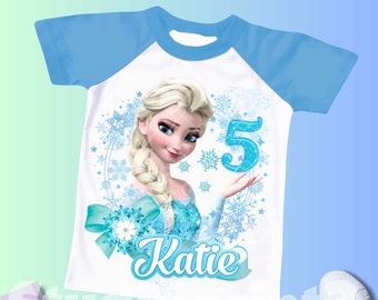 Princess Birthday T Shirt, Elsa Olaf theme Party, Frozen Personalized shirt for kids, Gift Birthday Shirt, family tees Custom FRO5