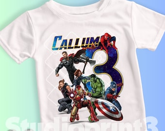 Superhelden-Geburtstags-T-Shirt, Super-Geschenk, personalisiertes Familien-Shirt, alle Farben, alle Größen, kurz, Basic-T-Shirt AV15
