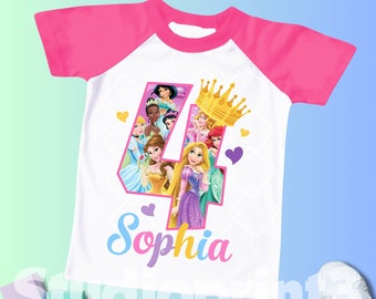 Princess Birthday T Shirt, Princess Party Shirt, Girls Birthday Shirt, Personalized shirt kids, Gift Birthday Shirt, family tees Custom PS01