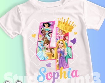 Princess Birthday T Shirt, Princess Party Shirt, Girls Birthday Shirt, Personalized shirt kids, Gift Birthday Shirt, family tees Custom PS01