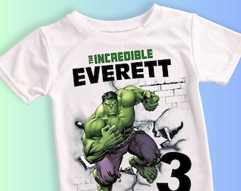 Superhero Comic Birthday T Shirt, Hulk theme Party, Iron Man, Hulk Personalized shirt Kids, Gift Birthday Shirt, family tees Custom AV14