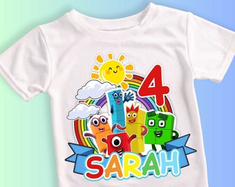 Anzahl inspiriertes Geburtstags-Shirt, 1-10 Zahlen-Themaparty, personalisiertes Geburtstags-Shirt, Geschenk-Geburtstags-Shirt, Familien-T-Shirts Benutzerdefinierte NB01