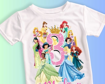 Princess Birthday T Shirt, Princess Party Shirt, Girls Birthday Shirt, Personalized shirt kids, Gift Birthday Shirt, family tees Custom PS01