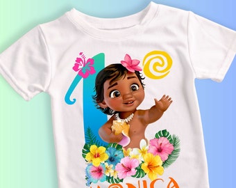 Baby Geburtstag T Shirt, Maui Party Shirt, personalisierte Shirt Kinder, Geschenk Geburtstag Shirt, Familien T-Shirts Benutzerdefinierte MN02