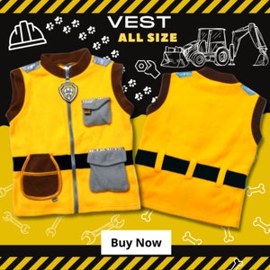 Rubble Vest Patrol Costume , Rubble kids costume , Rubble adults costume , Christmas patrol costume , Patrol Birthday Gift , Ryder vest Gift