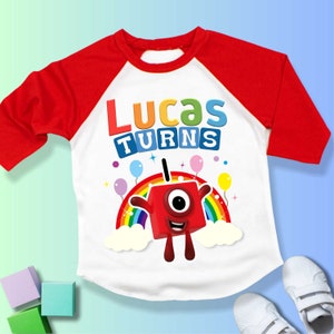 Camiseta de aniversário inspirada em números, festa temática de números de 1 a 10, camiseta de aniversário personalizada, camiseta de aniversário para presente, camisetas de família personalizadas NB02