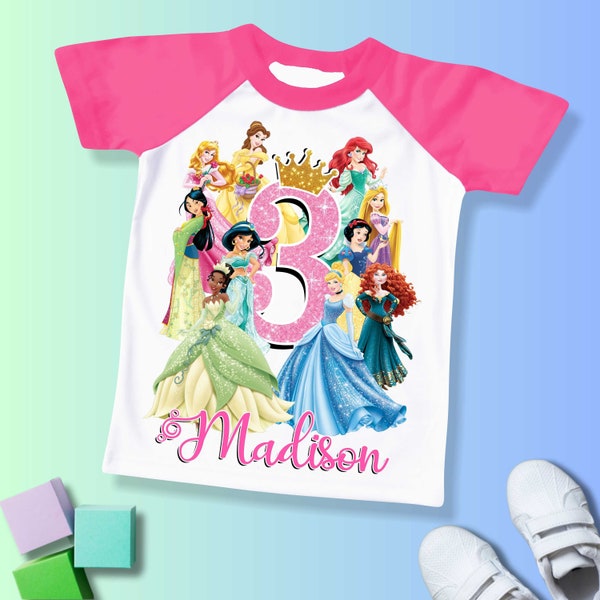 Princess Birthday T Shirt, Princess Party Shirt, Girls Birthday Shirt, Personalized shirt kids, Gift Birthday Shirt, family tees Custom PS01