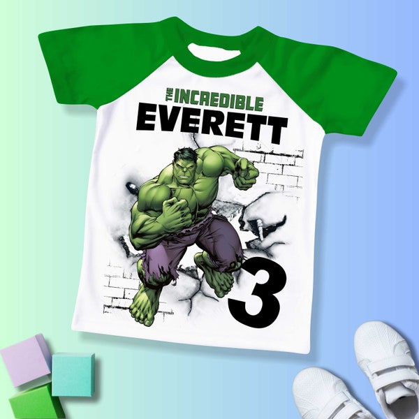 Superhero Comic Birthday T Shirt, Hulk theme Party, Iron Man, Hulk Personalized shirt Kids, Gift Birthday Shirt, family tees Custom AV14