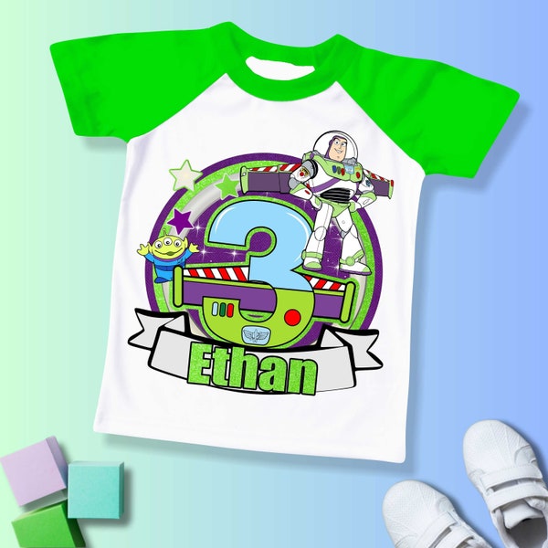 Camiseta de dos cumpleaños, fiesta temática, camisa personalizada año luz, camisa de cumpleaños de regalo, camisetas familiares personalizadas BZ02