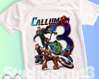 Superhero Birthday Custom T Shirt, Super gift, Personalized Family shirt, All colors, All Sizes, Short, Basic T Shirt AV15