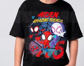 Spider Inspired Birthday T Shirt, Spider & His friends theme Party, Personalized shirt, Gift Birthday Shirt, family tees IN20