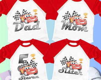 Car Inspired Birthday T Shirt, Car theme Party, cars Personalized shirt kids, Gift Birthday Shirt, family tees Custom CS14