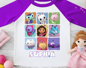 Inspired Birthday Girl T-Shirt, Meowy Theme Party, Cute Raglan , Custom Family Birthday Gift Part KC10