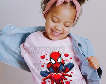 Spider Saint Valentin Tee T-shirt drôle de Saint Valentin araignée, chemises assorties pour couple Saint Valentin, cadeau Saint-Valentin mignon M001