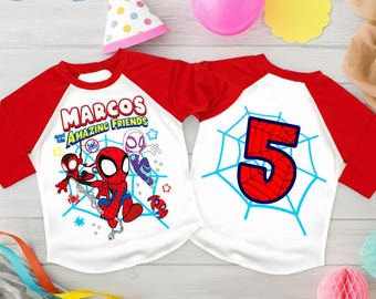Personalized Spider Birthday Shirt, Friends Theme Party, Family Tees IG130