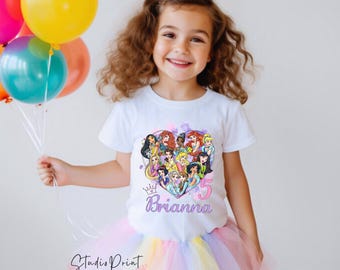 Gepersonaliseerde prinses verjaardagsshirt, gepersonaliseerde familie-T-shirts