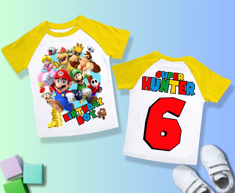 Mario Birthday Custom T Shirt, Super gift,Personalized Family shirt, Mario party,Gift Birthday Shirt, family tees/ Raglan shirt all sizeSM28 image 8