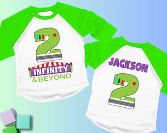 Two Infinity and Beyond Birthday T Shirt,  theme Party,  lightyear Personalized shirt, Gift Birthday Shirt, family tees Custom BZ06