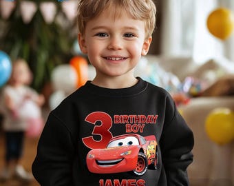 Car Inspired Birthday Sweatshirt, Car theme Party, cars Personalized Sweatshirt kids, Gift BirthdaySweatshirt, family HL96