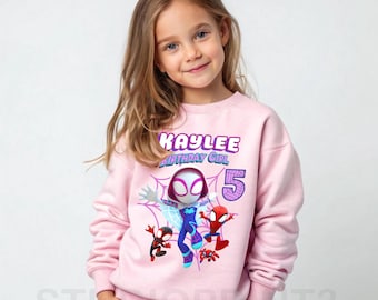 Inspired Spider Birthday Sweatshirt, Spider & His friends theme Party, Personalized Sweatshirt for kids, Girls Bday Sweatshirt SY30