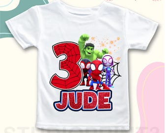 Camiseta de cumpleaños inspirada en arañas, fiesta temática de arañas y sus amigos, camiseta personalizada, camiseta de regalo de cumpleaños, camisetas familiares/camiseta raglán