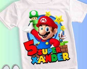 Mario Birthday Custom T Shirt, Super gift, Personalized Family shirt, Mario Party shirt, Gift Birthday Shirt, family tees