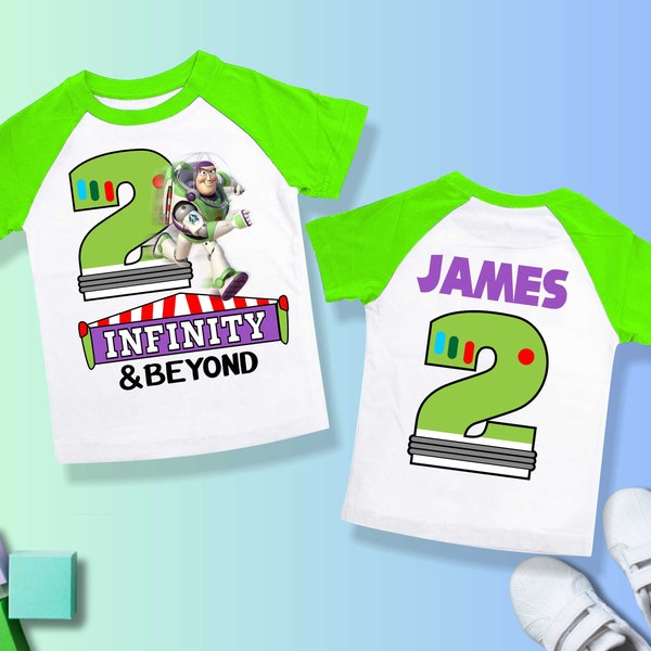Two Birthday T Shirt,  theme Party, lightyear Personalized shirt, Gift Birthday Shirt, family tees Custom/ Raglan shirt BZ01