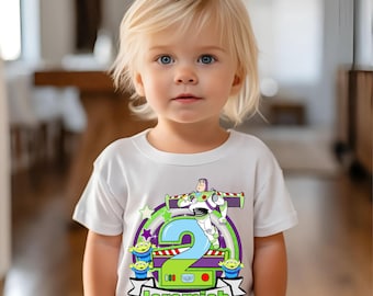 Camiseta personalizada para dos cumpleaños, fiesta temática Lightyear