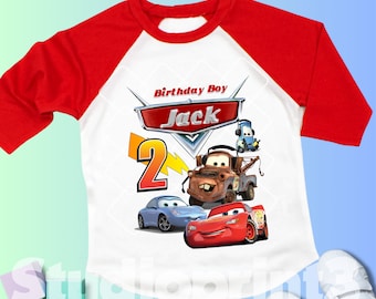 Camiseta de cumpleaños inspirada en coches, fiesta temática de coches, camiseta personalizada de coche para niños, camiseta de regalo de cumpleaños, camisetas familiares personalizadas CS11