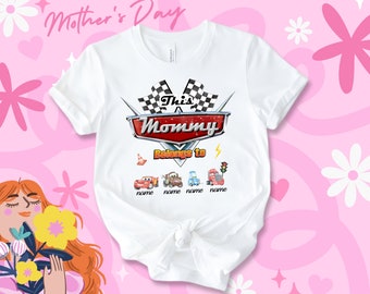 T-shirt voiture fête des mères, chemise maman famille voitures, cadeau pour elle, chemise fête des mères, chemise maman et moi, chemises maman 2024