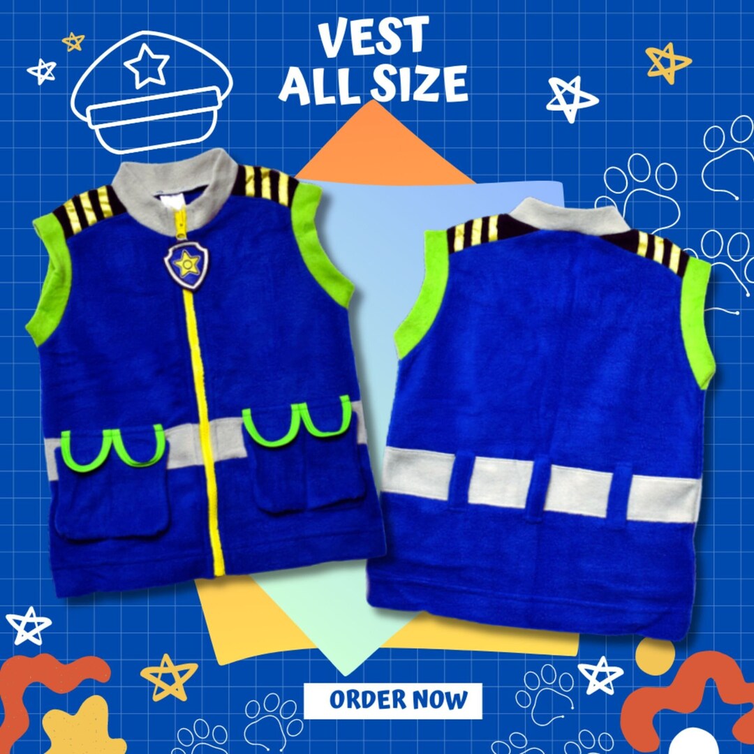 Chase Vest Patrol Costume, Chase Patrol Vest Kids Adults Costume
