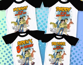 Camiseta de cumpleaños de Wild Friends, fiesta temática de Kratts, camisa personalizada salvaje para niños, camisa de cumpleaños de regalo, camisetas familiares Camisa personalizada / raglán