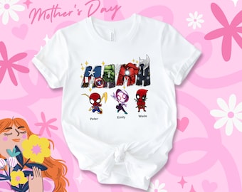 Superhero Mom T shirt, Spidey and friends Mama Shirt, Mother's Day Shirt, Mama Shirt, Mothers Day 2024, Cute Mom T-shirt, Gift for her