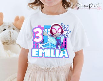 Spider-geïnspireerde verjaardagsshirt, themafeest spin en zijn vrienden, gepersonaliseerd shirt, shirt verjaardag cadeau, familie-T-shirts/raglanshirt SY49