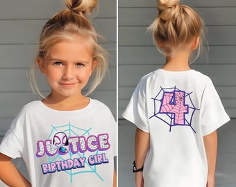 Gepersonaliseerde spin verjaardagsshirt, themafeest vrienden, familie-T-shirts