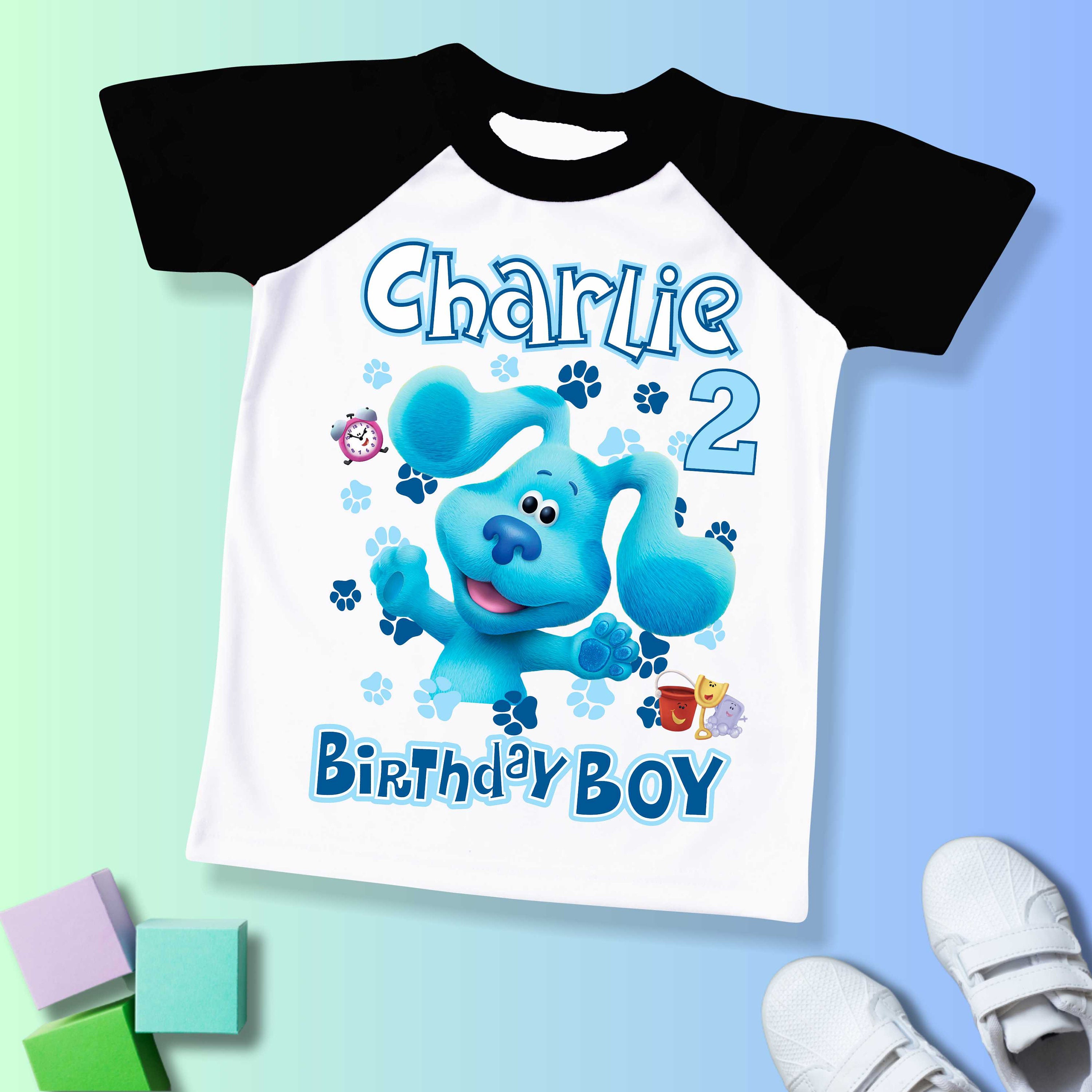 Discover Blue Dog Inspired Birthday T Shirt, Blue Funny Dog theme Party, Blue Dog Personalized shirt kids, Gift Birthday Shirt, family tees Custom