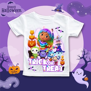 Halloween-T-shirt poppenhuis, Gabbi's Halloween-feest, gepersonaliseerd shirt, shirt cadeau verjaardag, Halloween-T-shirt, HL02