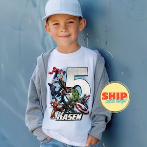 Superhero Birthday Custom T Shirt, Super gift, Personalized Family shirt, All colors, All Sizes, Short, 3/4 & Long Raglan Sleeves AV01