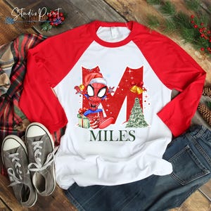 Gepersonaliseerde Spiderman-kerstraglanshirt, T-shirt verjaardagscadeau