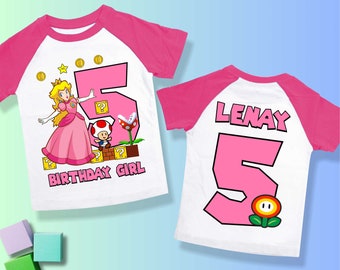 Princess Peach Birthday T Shirt, Super gift, Personalized Family shirt, Mario Party shirt, Gift Birthday Shirt, family teesRaglan shirt SM43