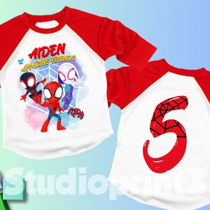 Spider Inspired Birthday T Shirt, Spidey & His friends theme Party, Personalized shirt, Gift Birthday Shirt, family tees SY17