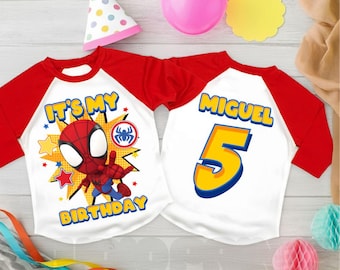 Personalisierte Spinne Geburtstag Shirt, Freunde Thema Party, Familie Tees