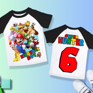 Mario Birthday Custom T Shirt, Super gift,Personalized Family shirt, Mario party,Gift Birthday Shirt, family tees/ Raglan shirt all sizeSM28 image 3