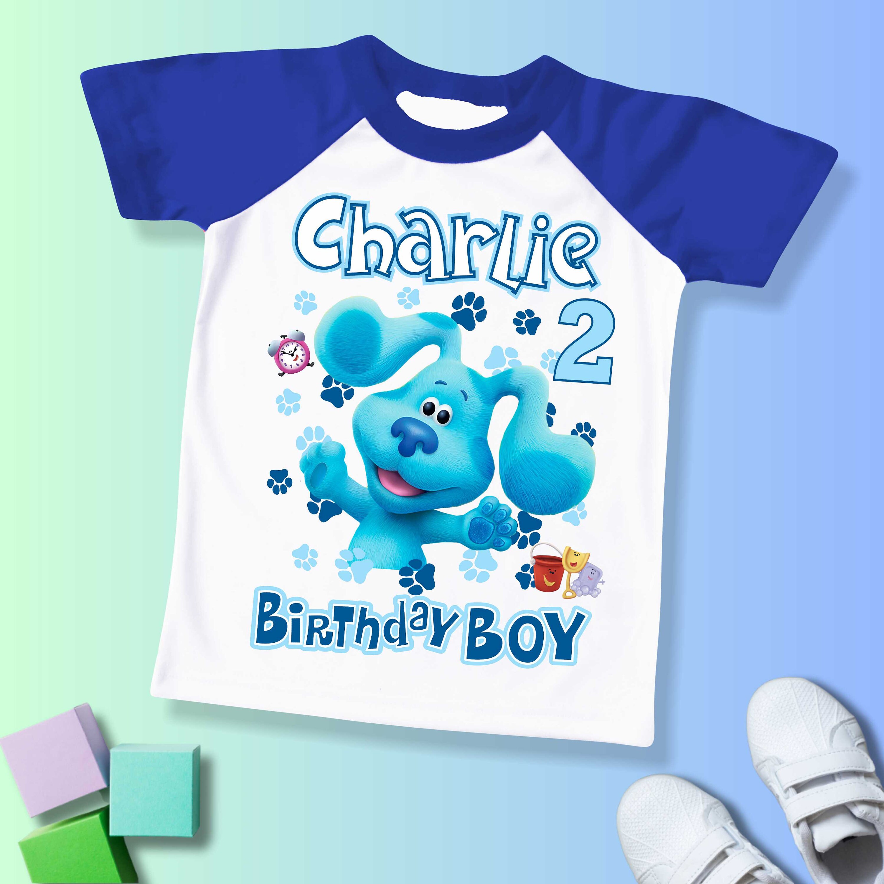 Discover Blue Dog Inspired Birthday T Shirt, Blue Funny Dog theme Party, Blue Dog Personalized shirt kids, Gift Birthday Shirt, family tees Custom