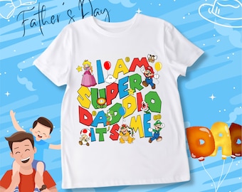 Chemise Super Daddio, papa Mario Luigi, chemise Super papa, chemise papa, papa personnalisé fête des pères, Mario Daddy, fête des pères 2024