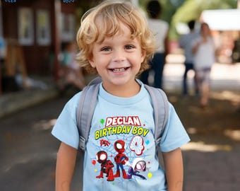 Maglietta personalizzata per compleanno a tema ragno, festa a tema amici, magliette per la famiglia