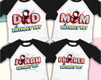 Gepersonaliseerde spin verjaardagsshirt, themafeest vrienden, familie-T-shirts