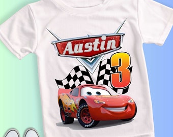 Car Inspired Birthday T Shirt, Car McQueen theme Party, cars Personalized shirt kids, Gift Birthday Shirt, family tees Custom CS06