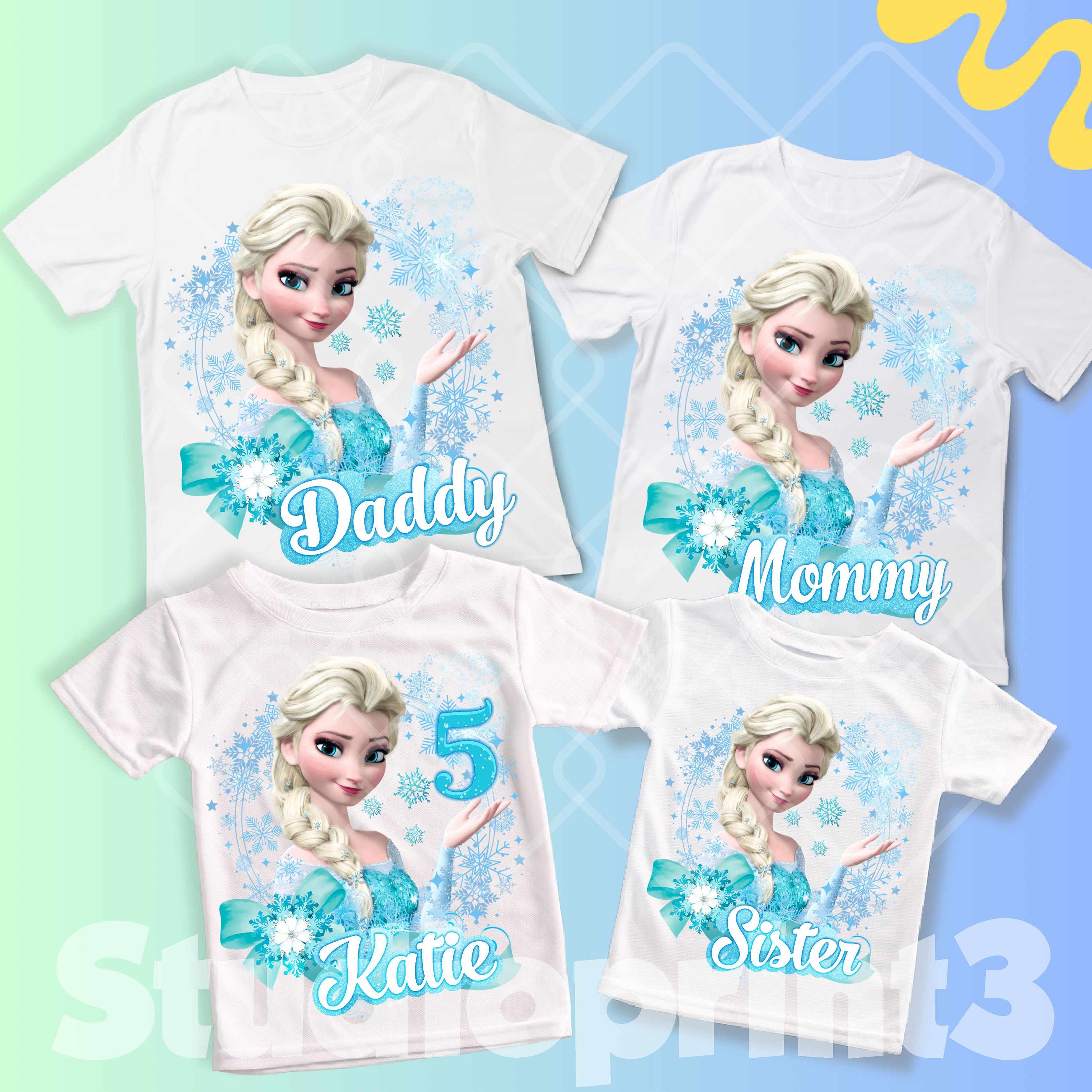 Princess Birthday T Shirt, Elsa Olaf theme Party, Frozen Personalized shirt for kids, Gift Birthday Shirt, family tees Custom